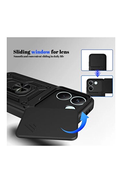 HANPORIUM Poco X8 Pro Uyumlu Tank Kılıf Yüzüklü Standlı Extra Darbe Koruma Zırhlı Outdoor Kapak Yeşil
