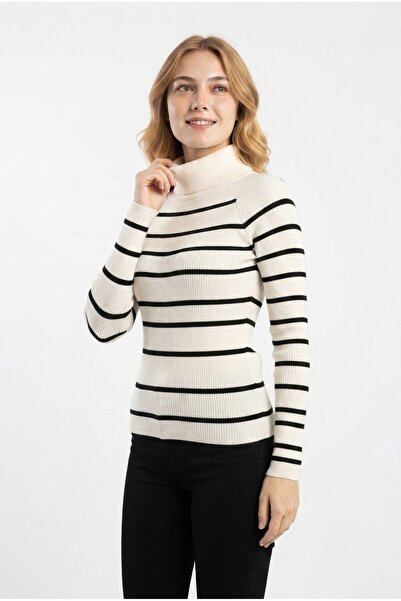 GurkStore Women's Striped Degaje Collar Stretchy Twill Fabric Blouse