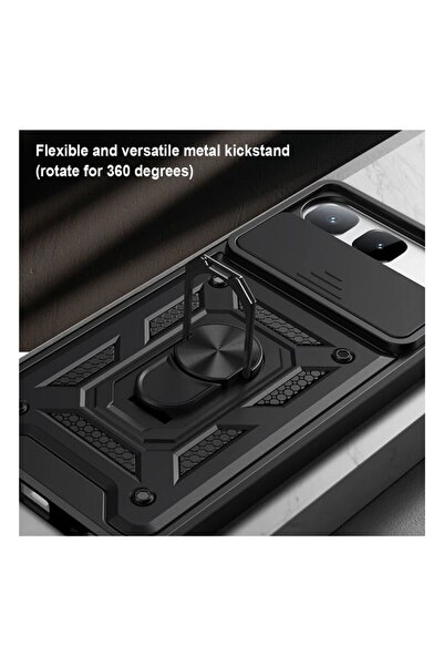HANPORIUM Tecno Spark 50 5G Uyumlu Tank Kılıf Yüzüklü Extra Darbe Koruma Zırhlı Outdoor Kapak Lacivert