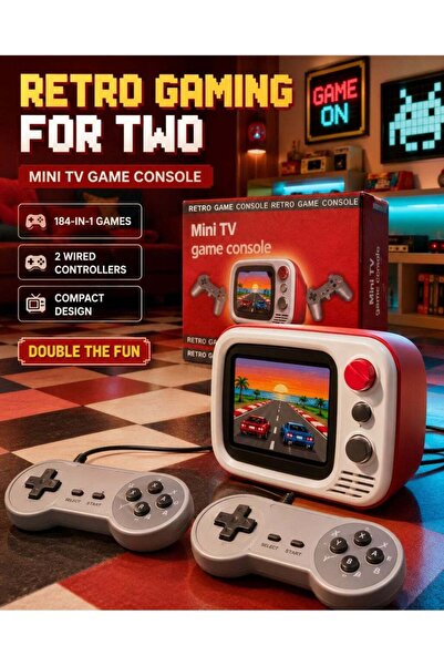 Generic Mini TV Retro Game Console with 184 Built-In Games & 2 Wired Controll...