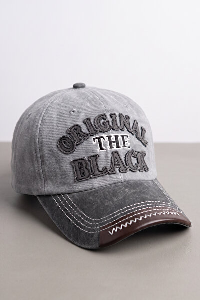 Kapin Orginal the Black Nakışlı Yıkamalı Eskitme Cap Baseball Şapka - Gri