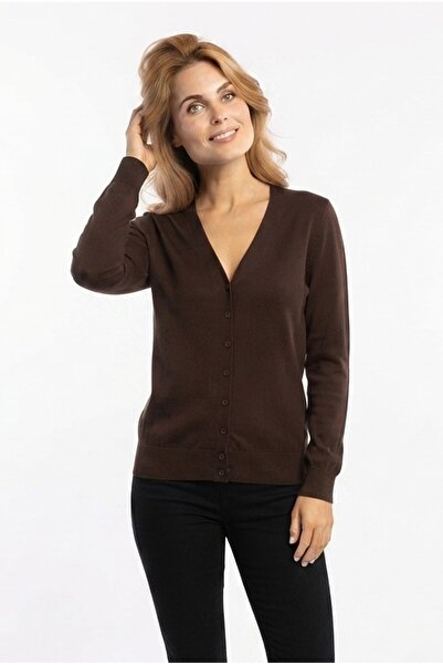 GurkStore Women's Buttoned Stretchy Long Sleeve Knitwear Cardigan