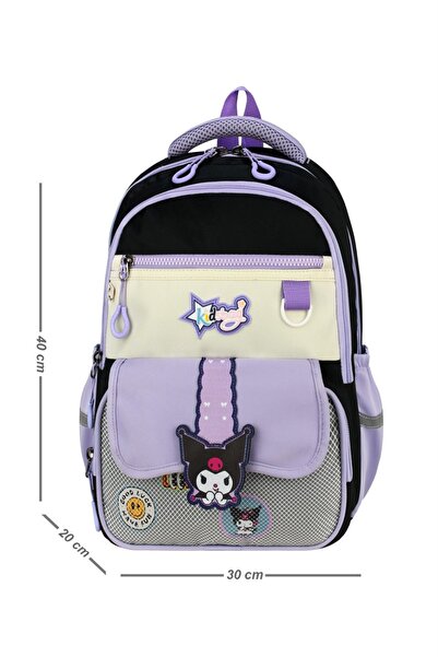 hediyeconcepti Kuromi Desenli Kız Çocuk Okul Çantası 3'lü Set Kalemlik ve Beslenme Çantası Pembe Günlük