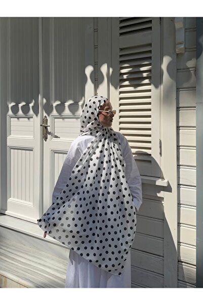 de LUNA Polka Luna Desen Soft Şal - Beyaz