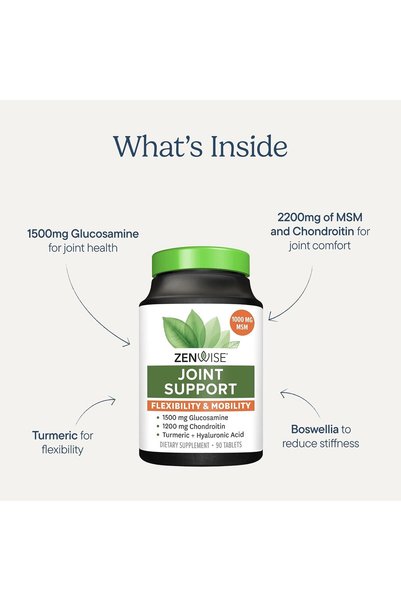 Zenwise Health - Joint Support Pro-Mobility Formula 180 Tablet(S) 174433 Tablets, 1500mg Glucosamine, 1200mg Chondroitin, 1000mg MSM, Turmeric, Boswellia, Mobility, Flexibility, Cartilage
