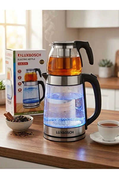 NEVVALİFE Luxbosch 2.0 Litre Cam Gövdeli Çay Makinesi - Premium Elektrikli Ça...