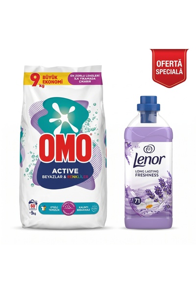 Omo Ofertă Specială: Pachet Economic cu Detergent de 9kg și Balsam Lenor!
