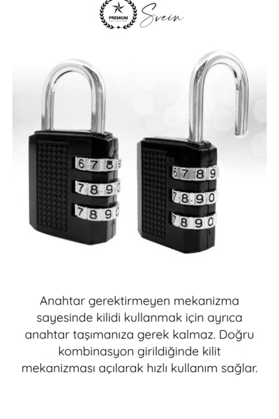 Svein #Kilit 50 mm Şifreli Asma Kilit 3 Haneli Kombinasyonlu Premium Paslanmaz Çelik Gövde Ekstra Güçlü Güvenlik Kilidi Kapı Dolap Çanta Depo Sandık İçin Dayanıklı Kompakt Tasarım