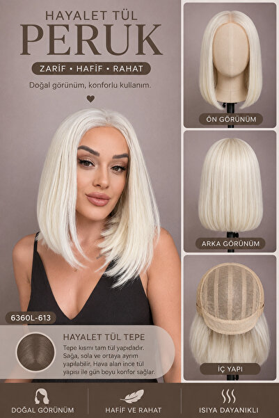 Suzan Peruk Tam Tül Peruk-Gerçek saç dokusunda fiber medikal peruk-tepe kısmı...
