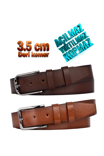 GoDeri 100% piele naturală, set de 2 curele din piele de bivol, maro închis, ...