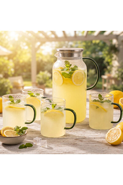 Livenda 5-Piece Jug Set with Glasses - Glass - 1800 ml Jug - 4 Glasses