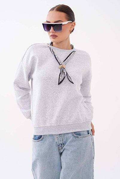 DazzUp Women's Scarf Detailed Sweatshirt