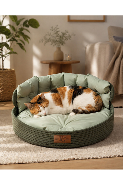 PatiGang Kedi ve Küçük Irk Köpek İçin Jüt Sepet Su Geçirmez Minderli Konforlu...