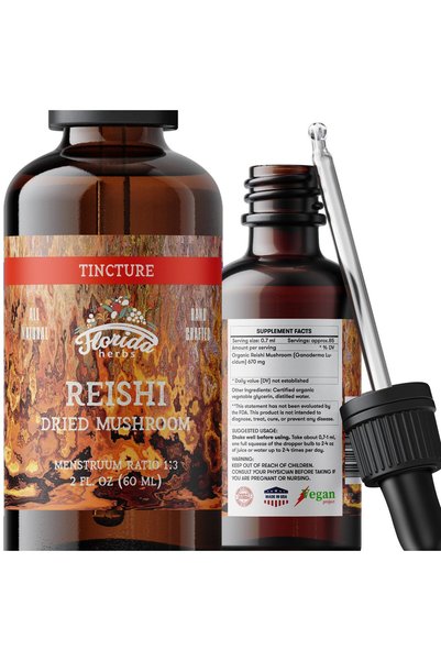 FLORIDA HERBS Organic Reishi Mushroom Extract Tincture, Non-GMO, 700 mg, 2 oz...