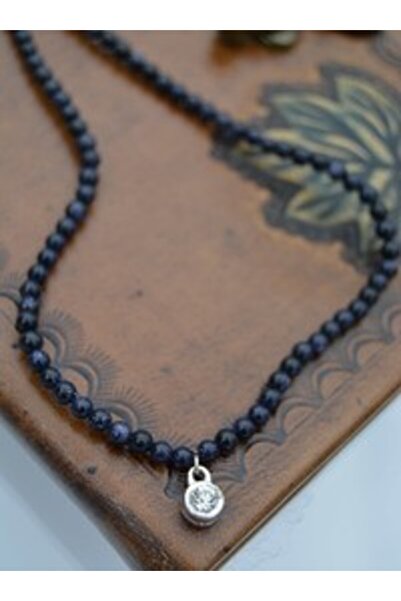 Stoneage 4 mm Starstone Necklace - Navy Blue -