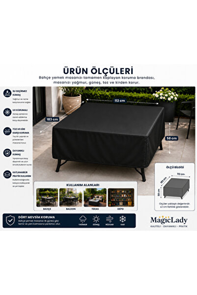 Magiclady 183x112x58 εκ. Αδιάβροχο κάλυμμα τραπεζαρίας κήπου Προστατευτικό κά...