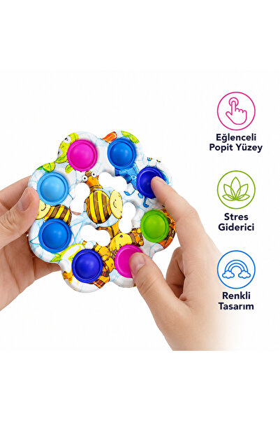 Büyük Popitli Stres Çarkı – Döner Fidget Oyuncak, Renkli Tasarım