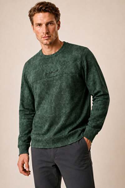 Redline Continu Men's Winter Regular Fit Crew Neck Sweatshirt Khaki