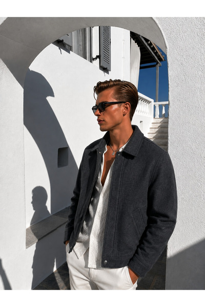 town walker Erkek Kaşe Oversize Kalın Klasik Mont