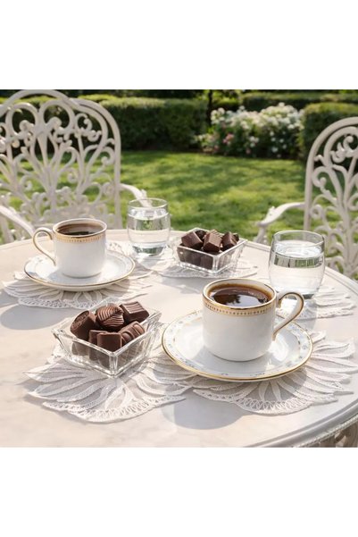 Bezos 6-Piece Lace Coffee Presentation Box 15X15 cm Assorted Patterned Dowry Box Presentation Box