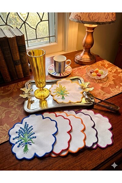 ESDEKORAMA Colorful Flower Patterned Coffee Presentation Napkin, Coaster