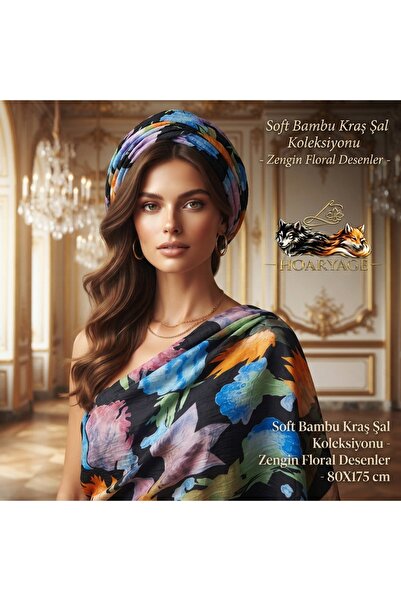 hoaryage Bambu Soft Kraş Shawl Collection - Rich Floral Patterns - 80X175 cm