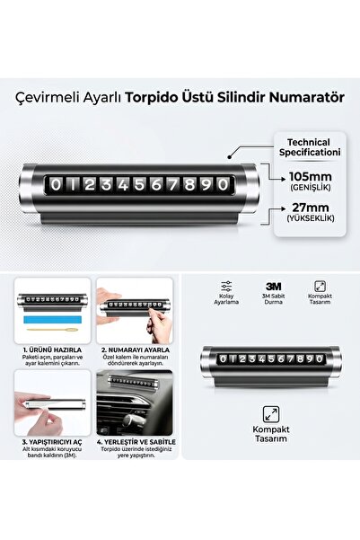 Generic Brand Metal Case Number Flip In-Car Phone Number Parking Number Parki...