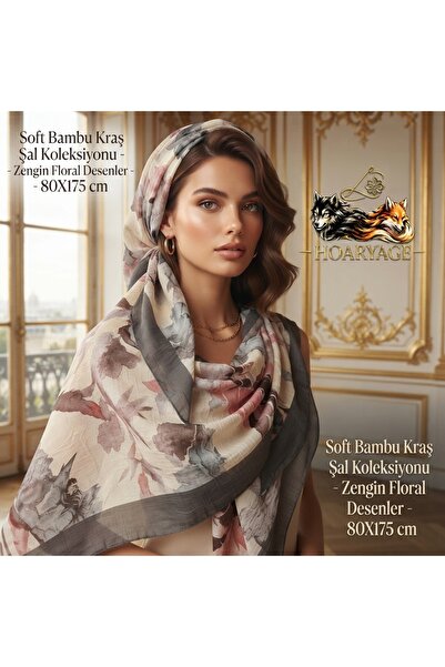 hoaryage مجموعة شالات بامبو سوفت كراش - أنماط زهرية غنية - 80x175 سم