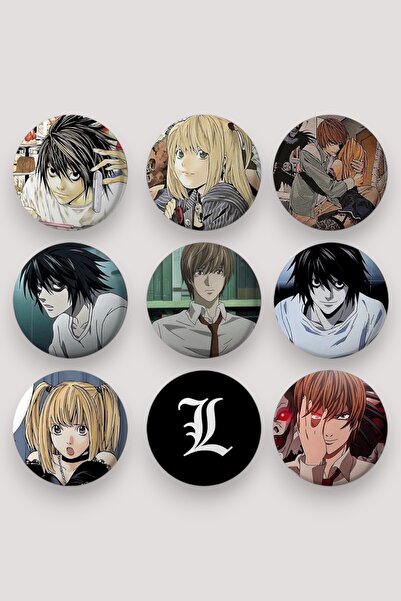 Major Selection Death Note 44mm Buton Rozet Seti - 9'lu Light Ve L Eğlenceli ...