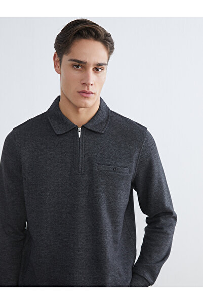 LC Waikiki Rmz Clothing Season Deals Black Polo Neck Men's Sweatshirt