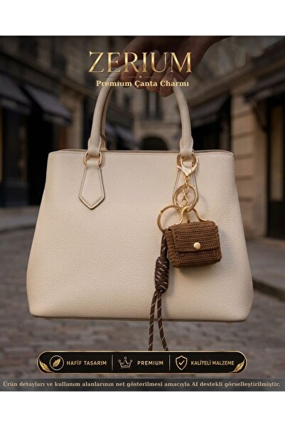 ZERİUM Premium Bag Charm & Ornament Keychain with Knitted Mini Bag Figure and...