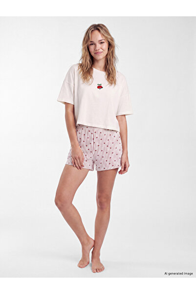 LC Waikiki Embroidered Women's Pajama Set with Shorts