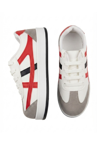 Enes Ayakkabıcılık Women's striped lace-up flat sole sneakers sports shoes