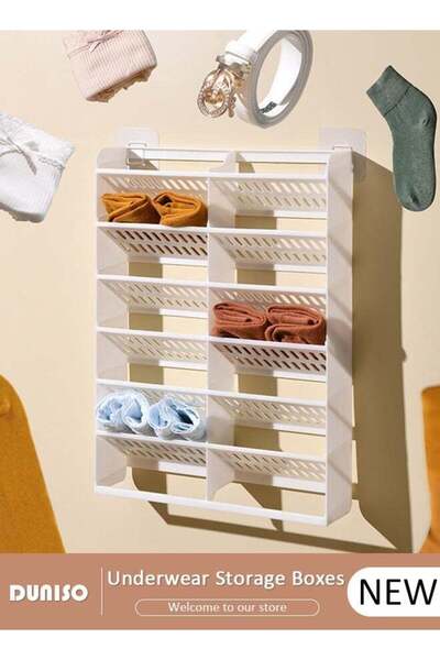 DUNISO Underwear Storage Boxes, Wall Mounted Socks and Bras Organizer with 2 ...