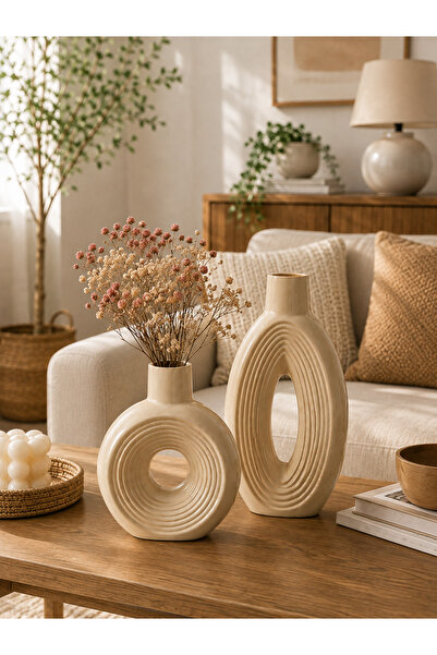 Natura Home Decor İskandinav Taş Dekoratif Vazo Seti
