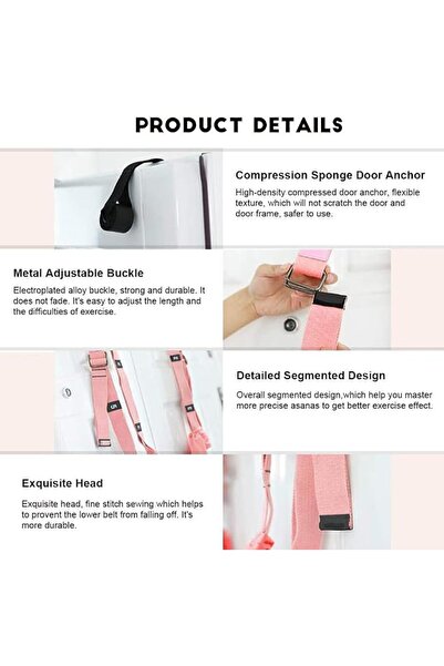 Xemz Yoga Fitness Stretching Strap, Adjustable Leg Stretcher Back Bend Assist Trainer, Improve Leg Waist