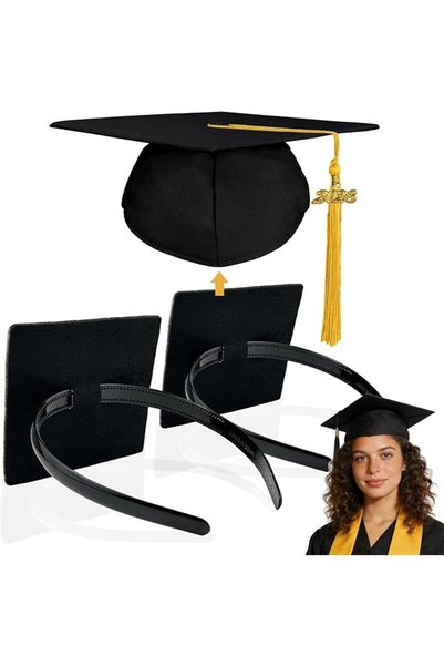 KOWVOWZ 2PCS Graduation Cap Headband, Comfortable Anti-Fall Hair Band for Gra...
