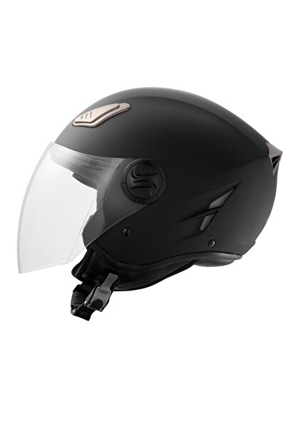 VEVOR Casca protectie moto cu ochelari integrati, Open Face, Unisex, Negru Ma...