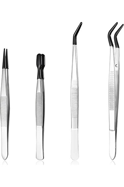 Yelajoy 4 PCS Rubber Tipped Tweezers, Precision Tweezers Set, Non Marring Cra...