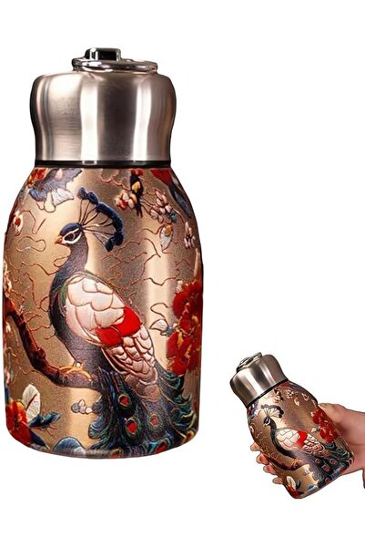Generic زجاجة ماء لطيفة، إبريق شاي بتصميم طاووس وزهور، زجاجة صغيرة معزولة من ...