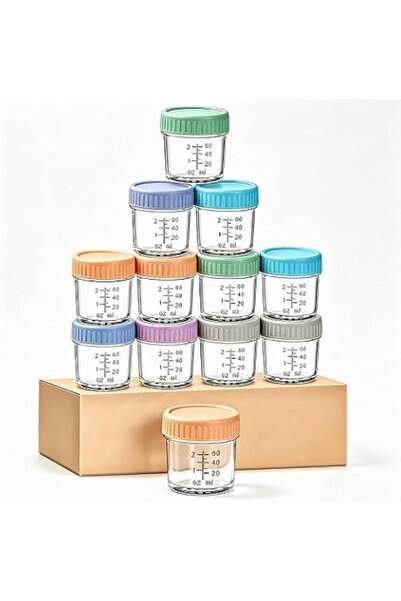 Generic 12 Pack Glass Food Storage Containers， 4 Oz Food Jars with Lids ，Micr...