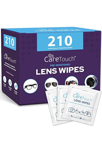 Care Touch Lens Wipes for Eyeglasses - 210 Individually Wrapped Pre-Moistened...