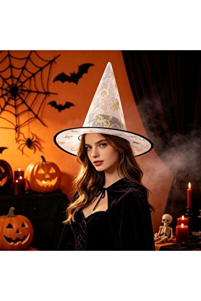 PARTY GO Halloween Product Transparent witch hat with gilded print 32×28 cm, ...