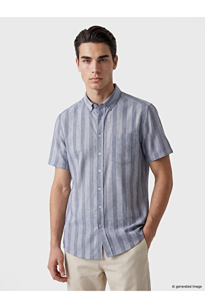 LC Waikiki Trendlucky Regular Fit Striped Dobby Men's Shirt with Difference