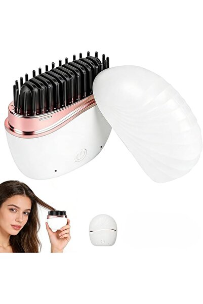 SYOSI Hair Straightener Brush, Mini Cordless Rechargeable Styling Comb Tool w...