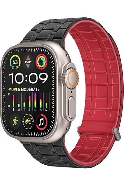 Promate سوار ساعة Apple Watch N52+ المغناطيسي القوي مع حلقة أمان معدنية، سيلي...
