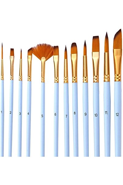 KUAZIVI 12-Piece Watercolour Paint Brush Set Painting Brush Nylon Hair Brushe...