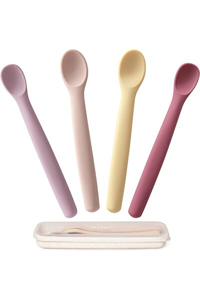 Moonkie Baby Spoons | 4 Pack Silicone First Tablespoon | Weaning Spoons for T...