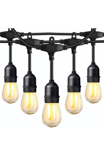 BRIMAX Outdoor String Lights 49FT with 15Pcs E27 Sockets Warm White 2700K