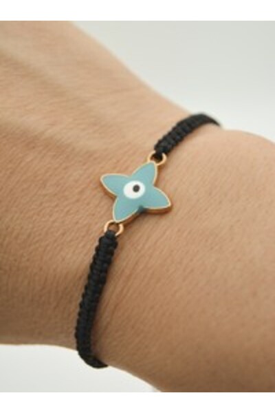 Stoneage Nazar Beaded Enamel Macrame Bracelet - Black -